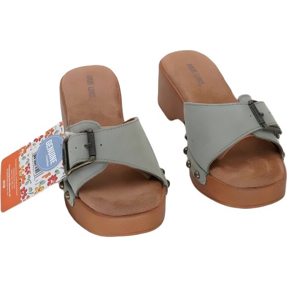 Muk Luks Cora Platform Slide Sandals Sage Nubuck Buckle Women US 7 - Picture 1 of 6